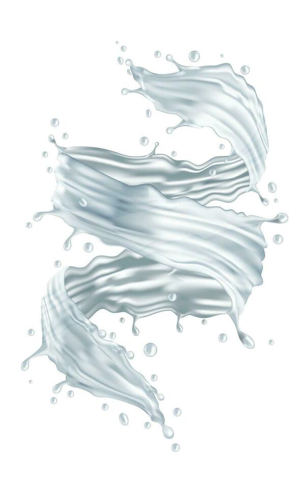 Realistic 3D crear water spriral dynamic on white background vector