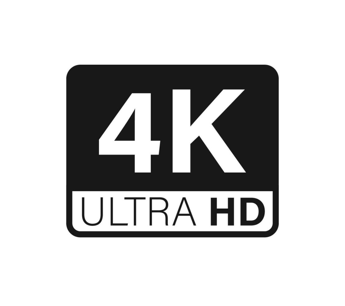 ultra hd y 4k símbolo, 4k uhd televisión firmar de alto definición monitor monitor resolución estándar concepto en blanco antecedentes plano vector ilustración.