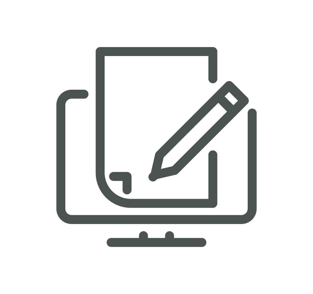 Online education related icon outline and linear vector. vector