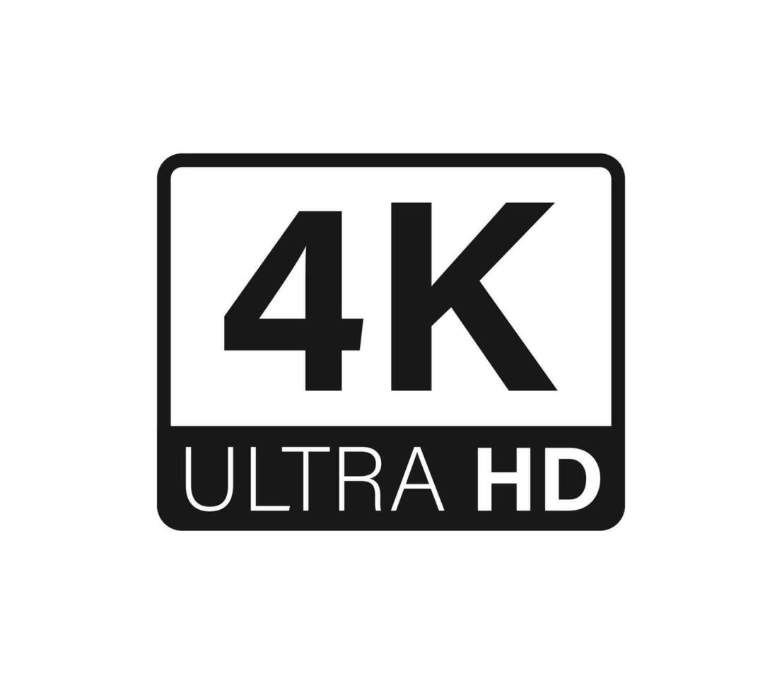 Ultra hd and 4k symbol, 4k uhd tv sign of high definition monitor display resolution standart concept on white background flat vector illustration.