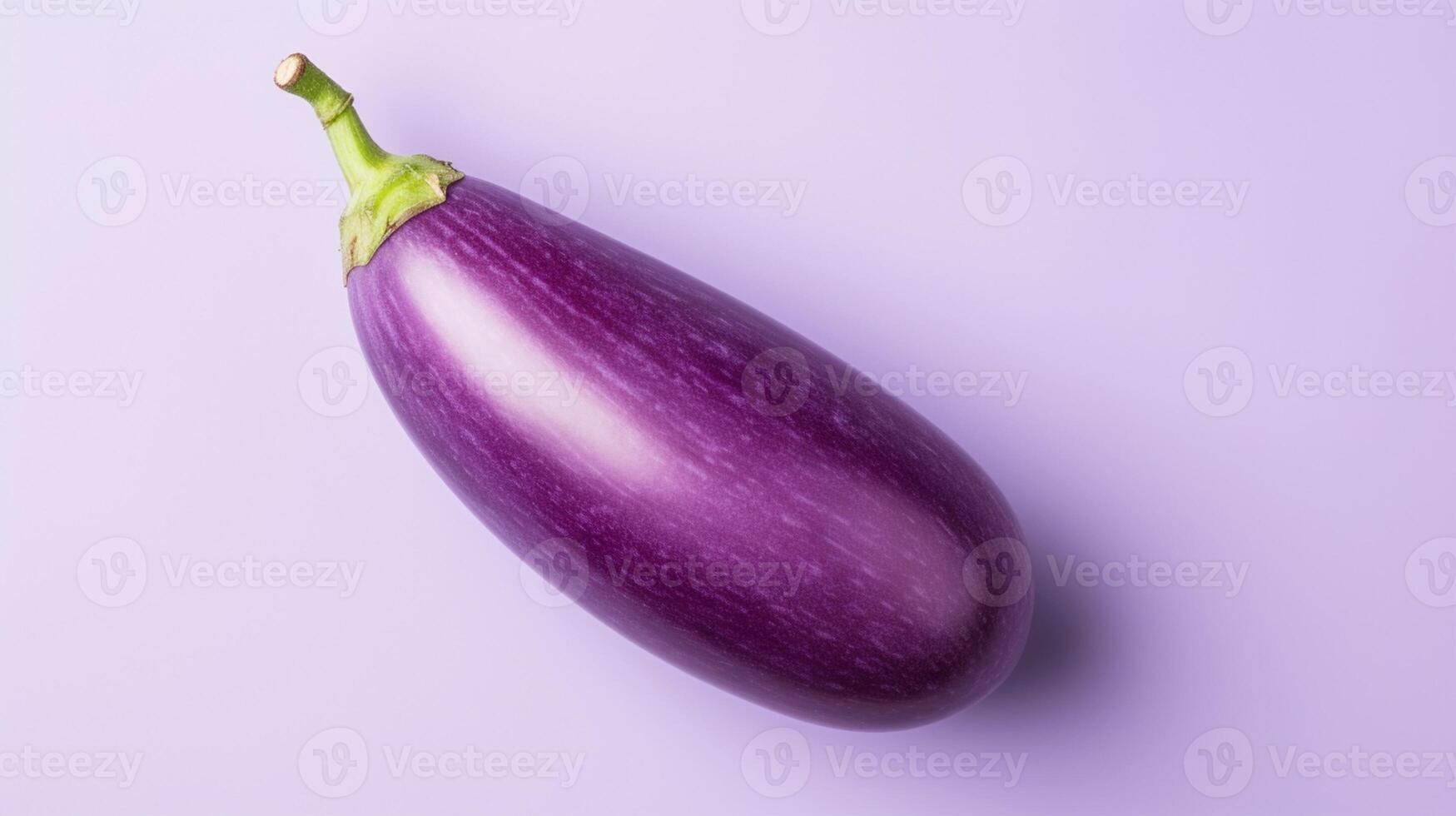 top view of eggplant on purple pastel isolated background AI Generative photo