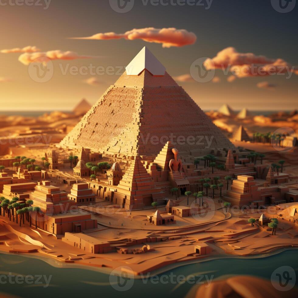 3d rendered beautiful pyramid of giza isometric photo