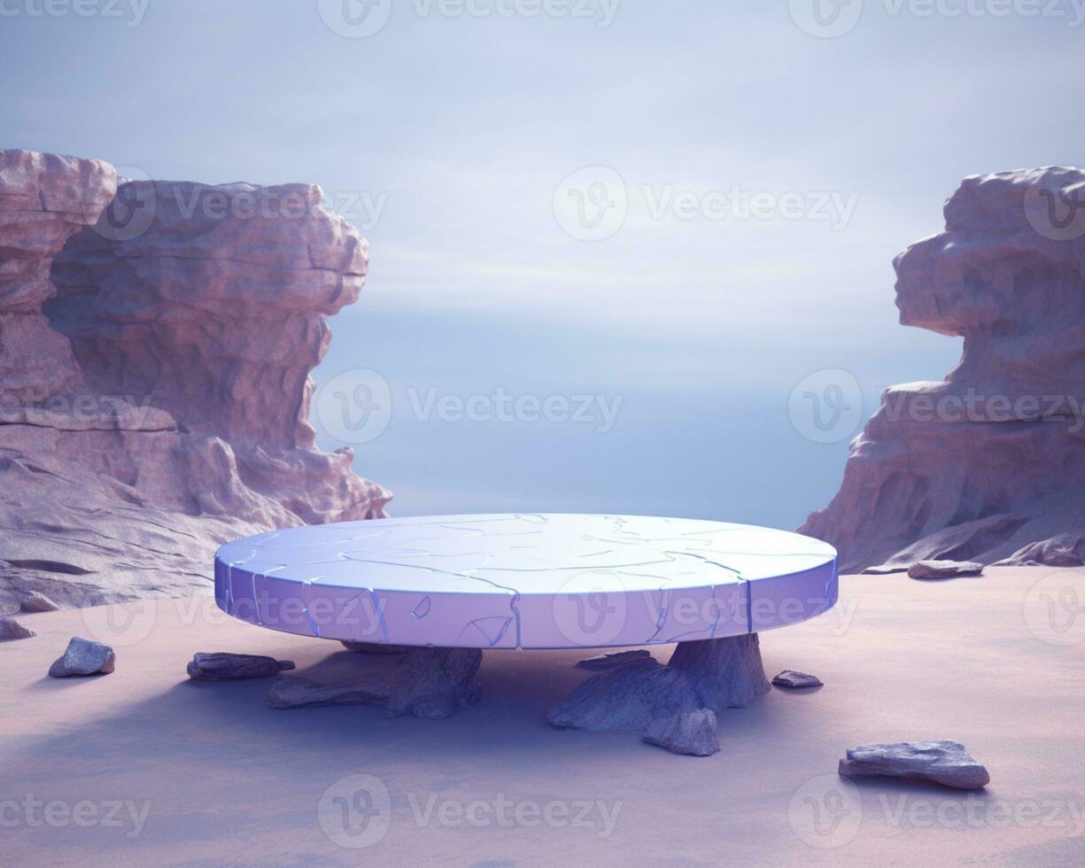 3d rendered podium empty stage made with stone ai generative photo