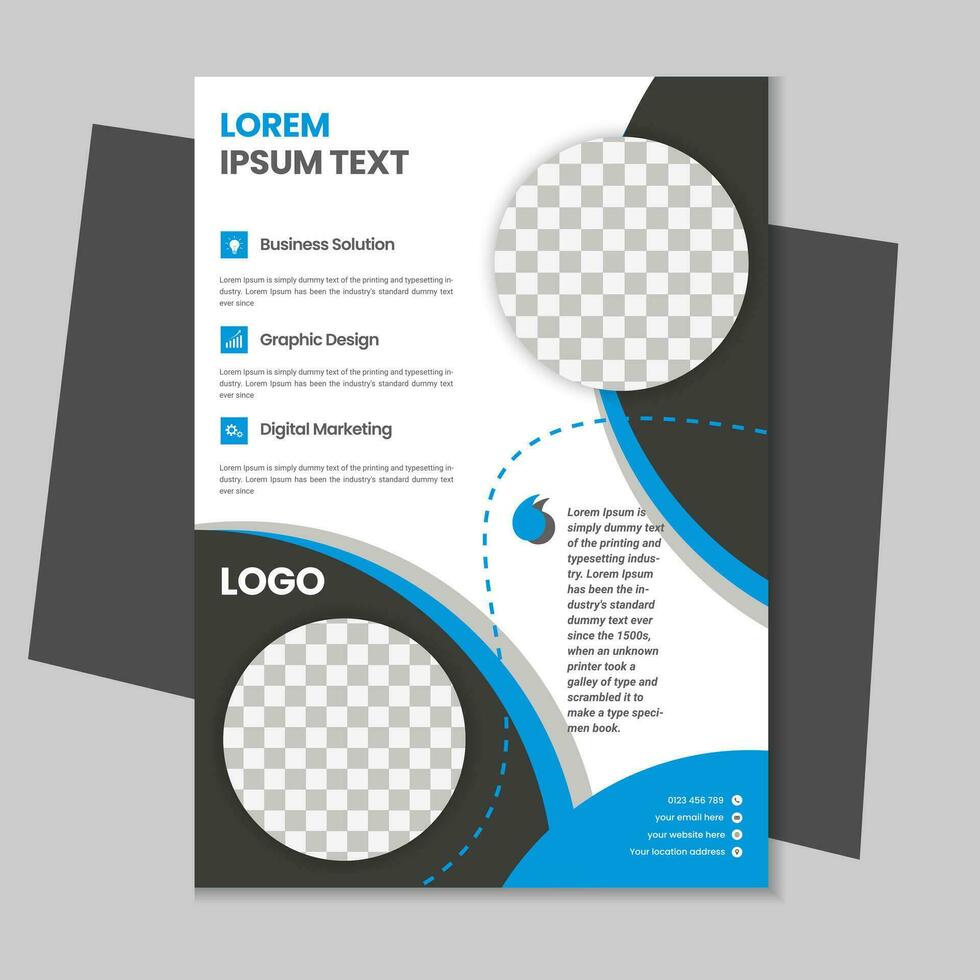 Free geometric vector shape and clean a4 flyer borchure template design, Corporate business flyer, Brochure design with mockup