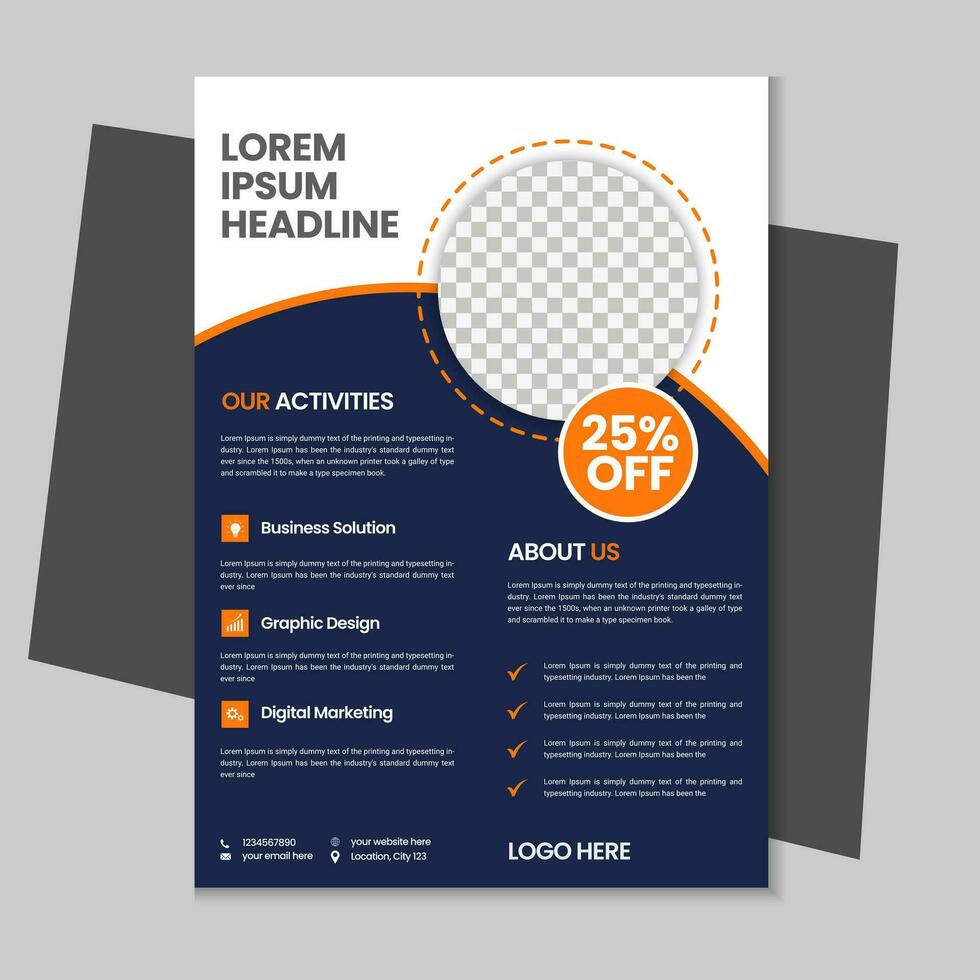 Free geometric vector shape and clean a4 flyer borchure template design, Corporate business flyer, Brochure design with mockup