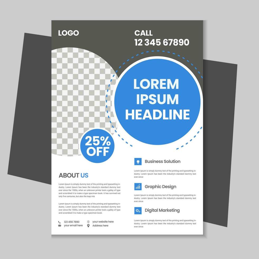 Free geometric vector shape and clean a4 flyer borchure template design, Corporate business flyer, Brochure design with mockup