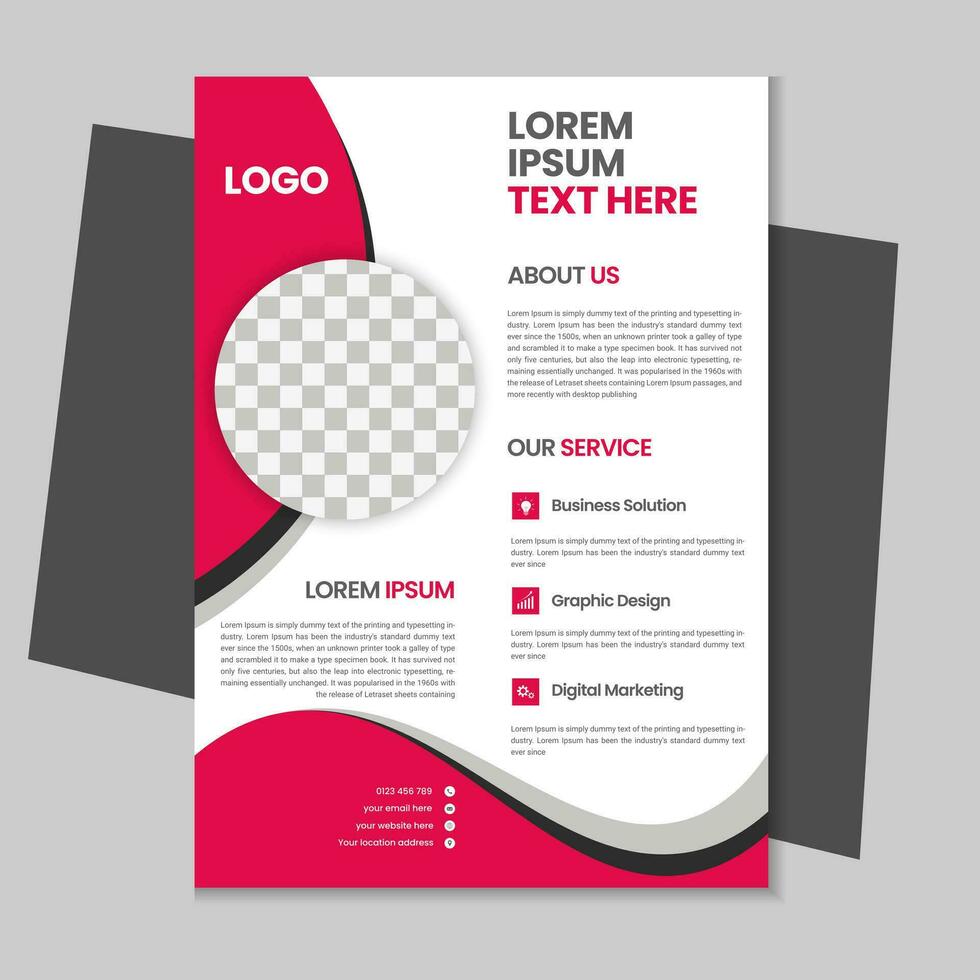 Free geometric vector shape and clean a4 flyer borchure template design, Corporate business flyer, Brochure design with mockup