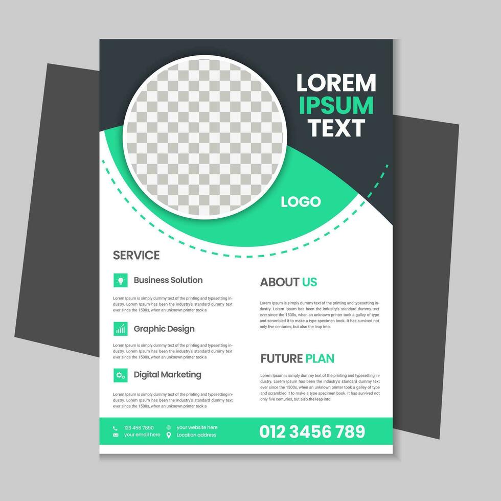 Free geometric vector shape and clean a4 flyer borchure template design, Corporate business flyer, Brochure design with mockup