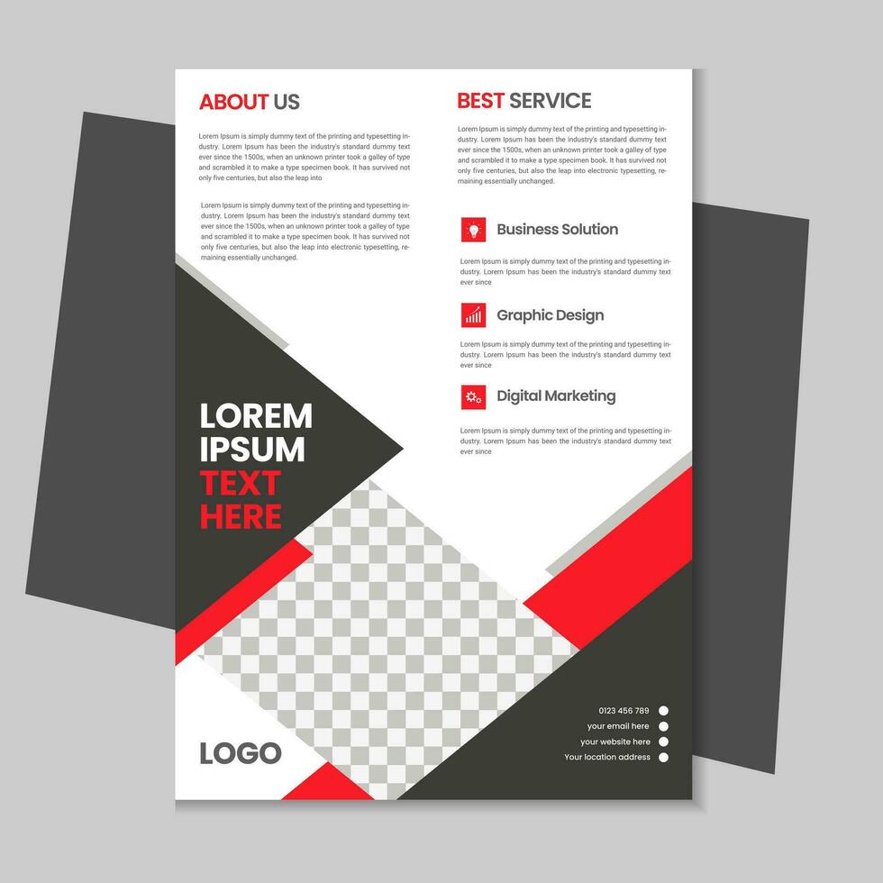 Free geometric vector shape and clean a4 flyer borchure template design, Corporate business flyer, Brochure design with mockup