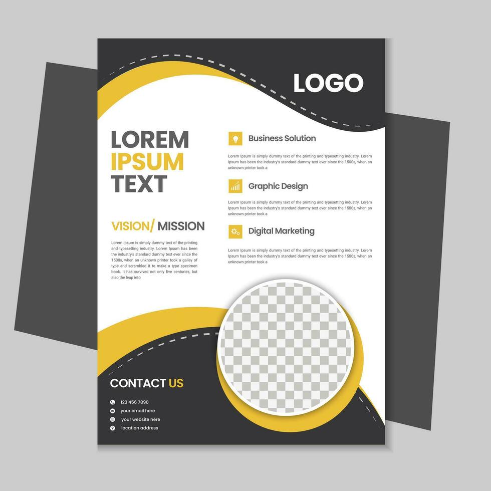 Free geometric vector shape and clean a4 flyer borchure template design, Corporate business flyer, Brochure design with mockup