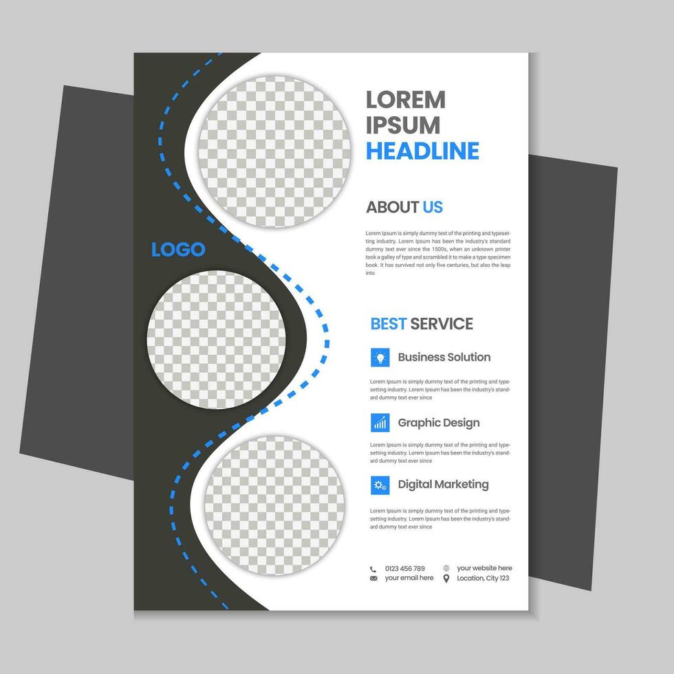 Free geometric vector shape and clean a4 flyer borchure template design, Corporate business flyer, Brochure design with mockup