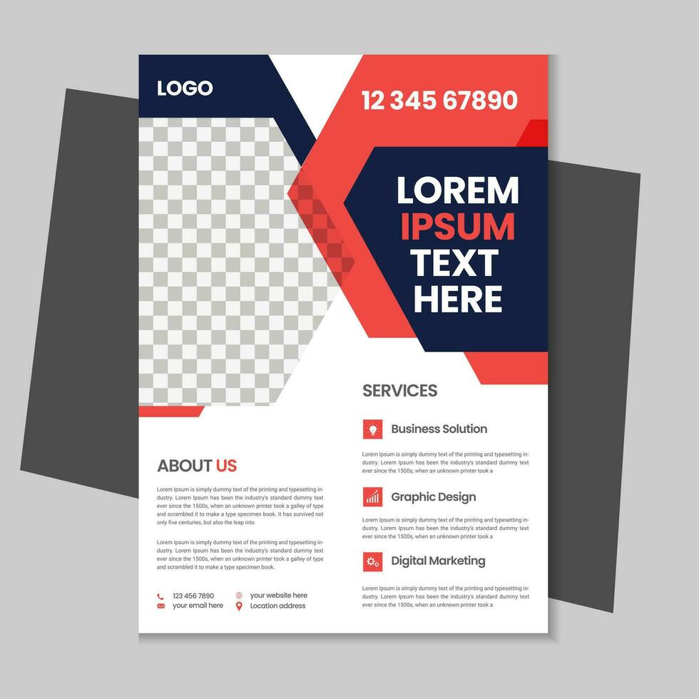 Free geometric vector shape and clean a4 flyer borchure template design, Corporate business flyer, Brochure design with mockup