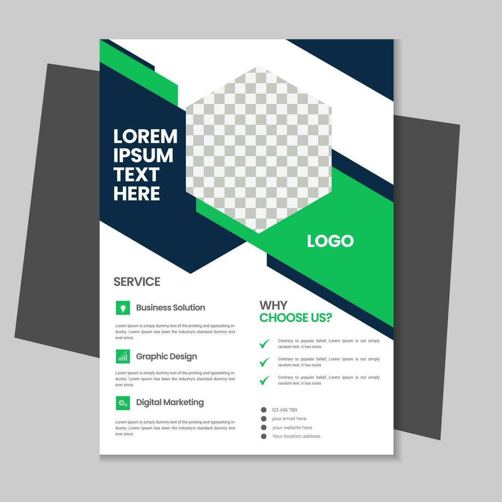 Free geometric vector shape and clean a4 flyer borchure template design, Corporate business flyer, Brochure design with mockup