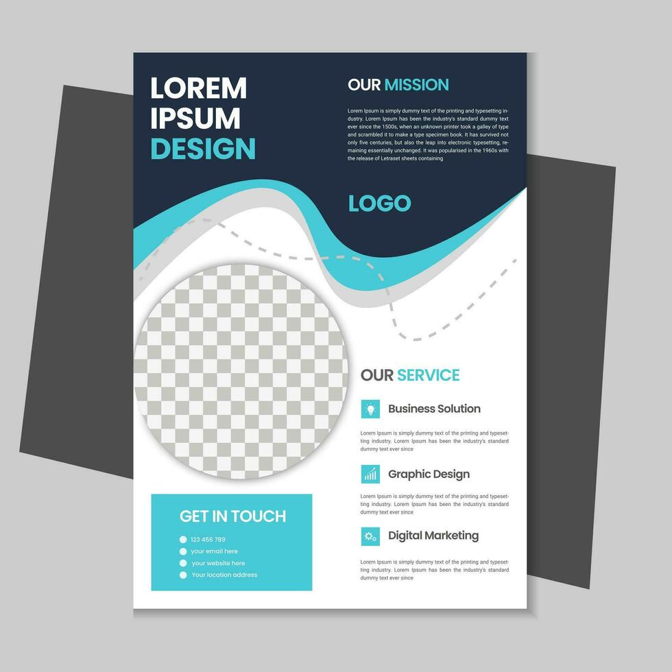 Free geometric vector shape and clean a4 flyer borchure template design, Corporate business flyer, Brochure design with mockup