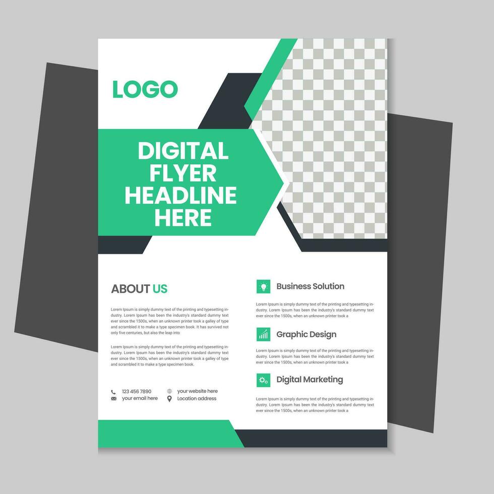 Free geometric vector shape and clean a4 flyer borchure template design, Corporate business flyer, Brochure design with mockup