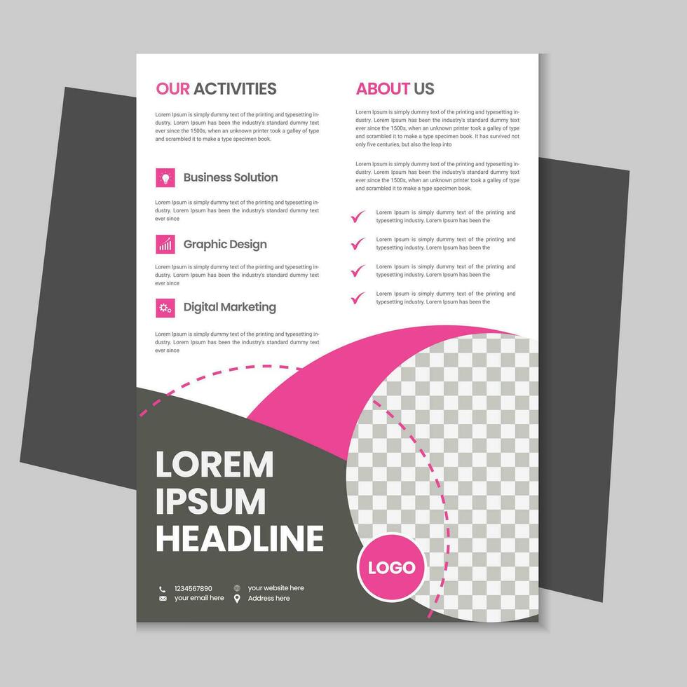 Free geometric vector shape and clean a4 flyer borchure template design, Corporate business flyer, Brochure design with mockup