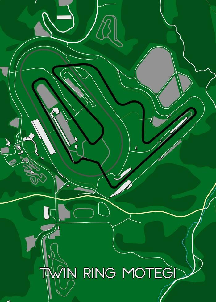 gemelo anillo motegi pista mapa para póster pared Arte vector