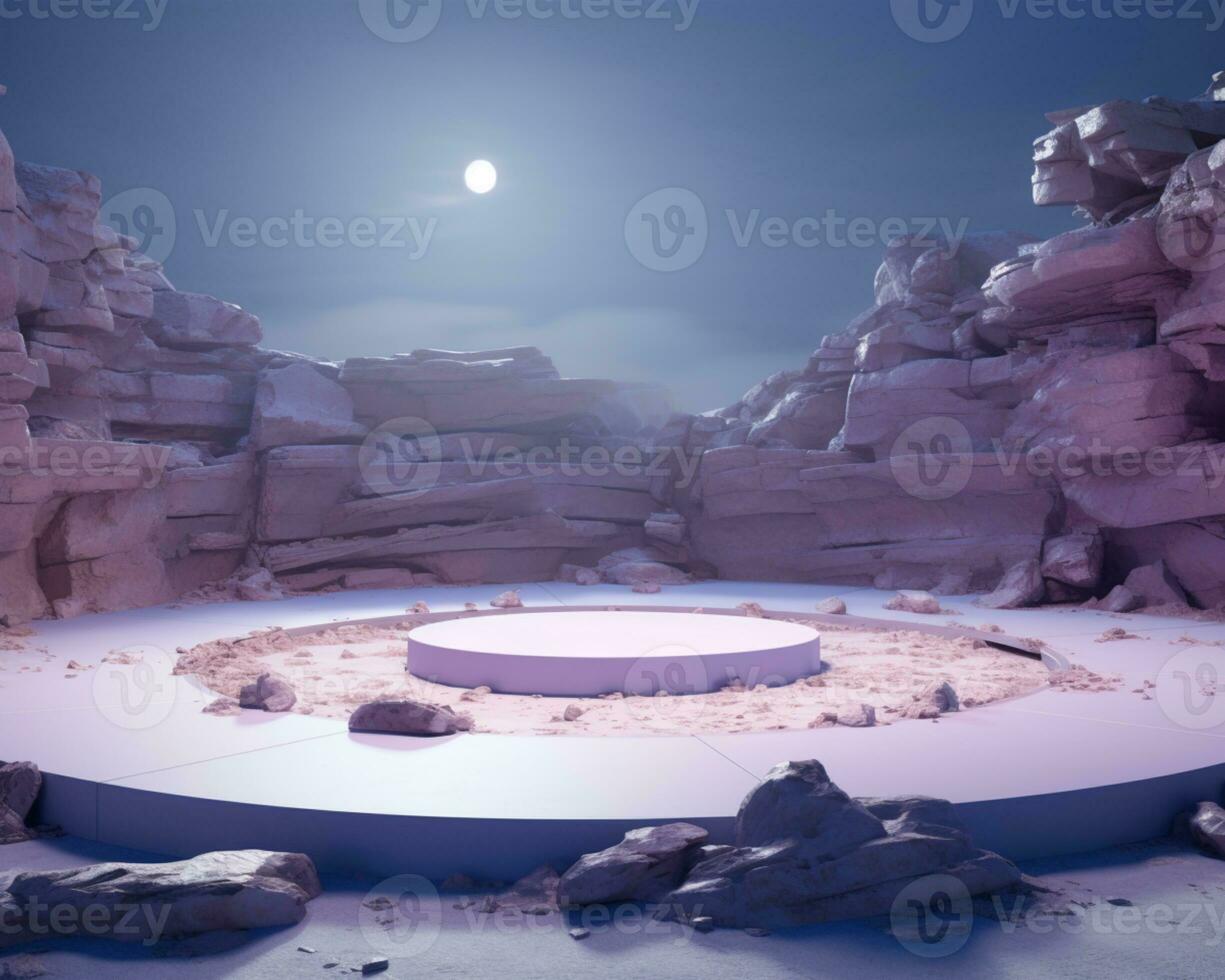 3d rendered podium empty stage made with stone ai generative photo