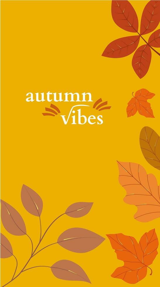 Autumn background layout decorated with leaves of autumn for social media stories, flyer, invitation, promotion, advertising, thanksgiving day, greeting card with copy space for text. vector