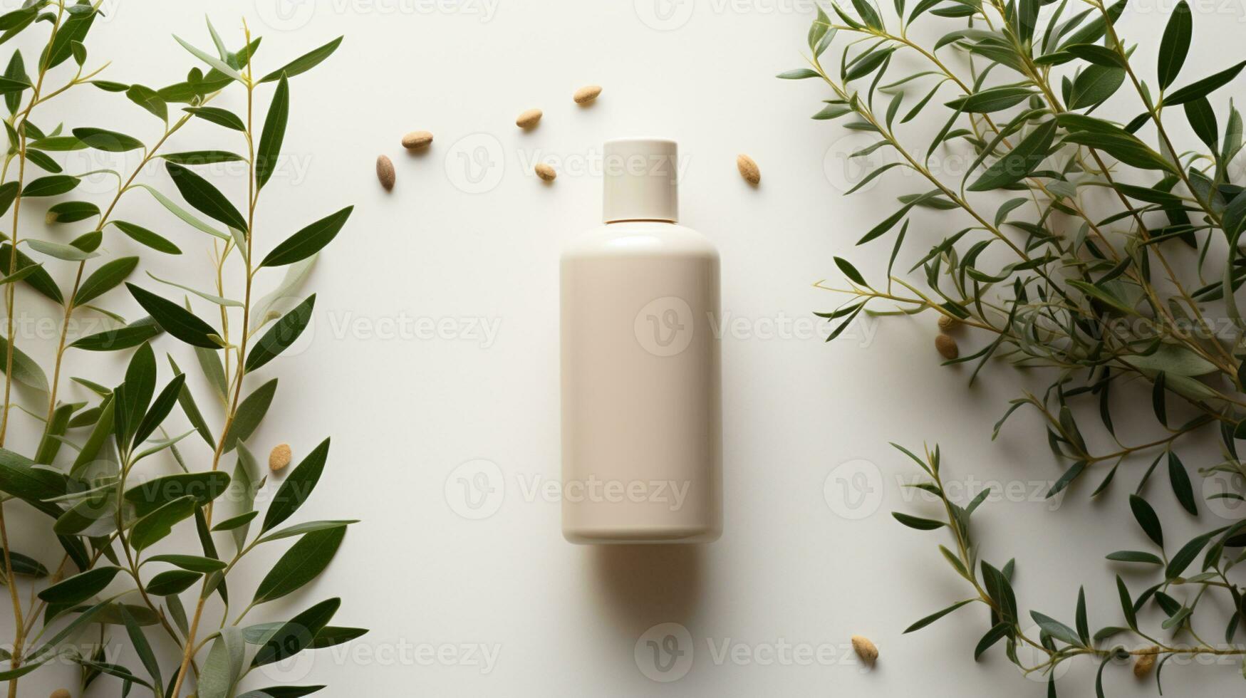 skin care product bottle, lotion ,shampoo, facewash with floral background AI Generative photo