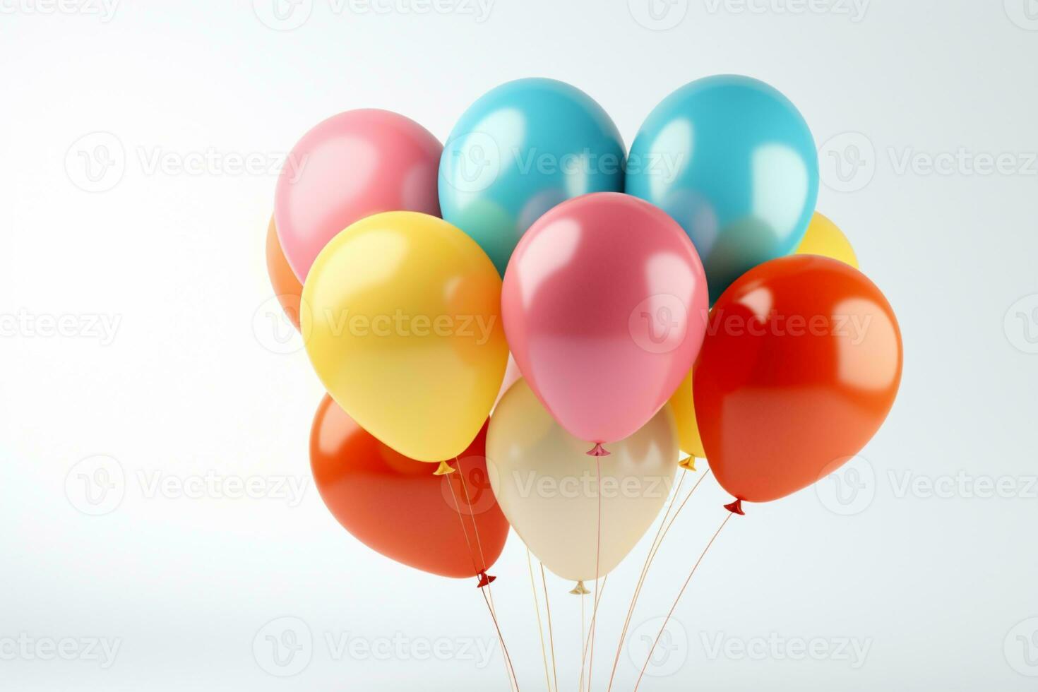 Colorful Balloons on isolated White background ai generative photo