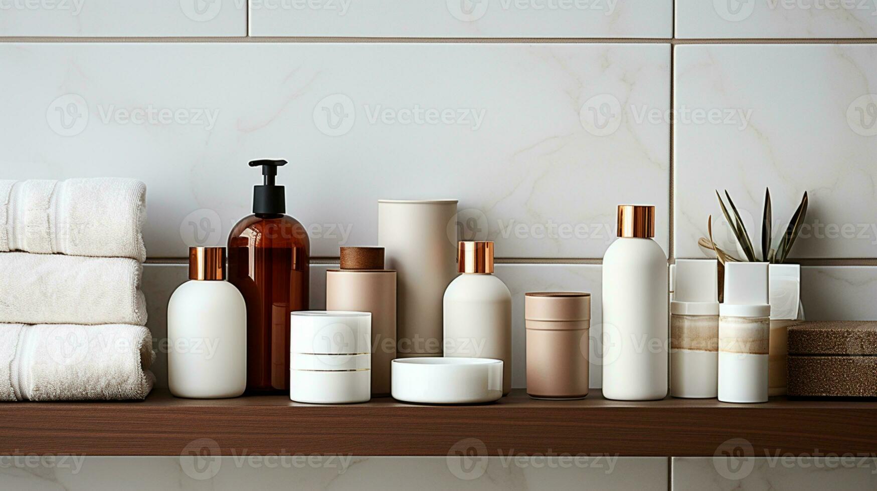 skin care product bottle, lotion ,shampoo, facewash with floral background AI Generative photo