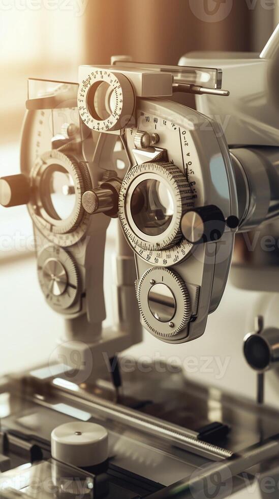 Close up of professional eye testing equipment Modern eye testing
