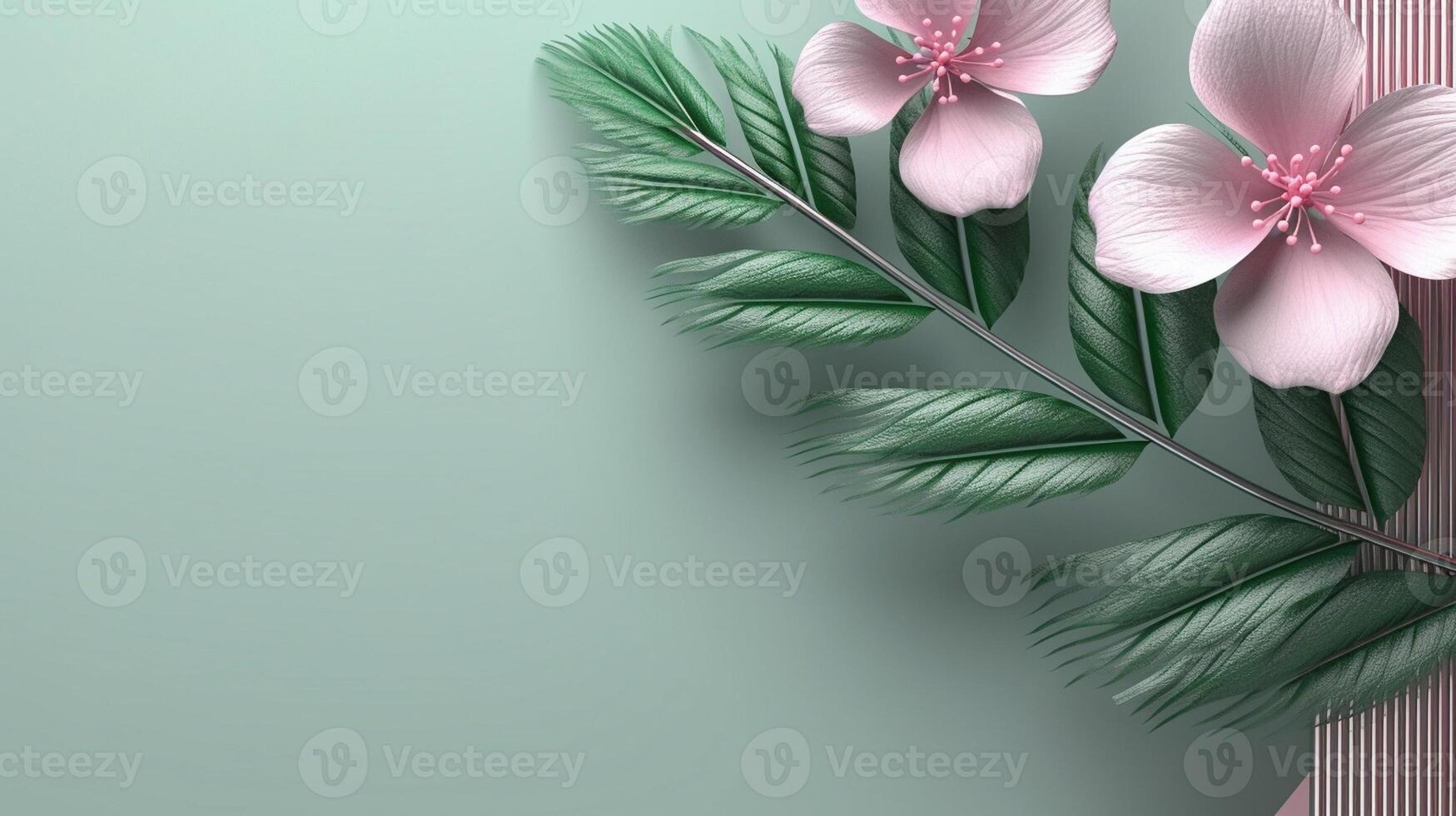 pink and green Anthurium Light gray background glass vase Wallpaper