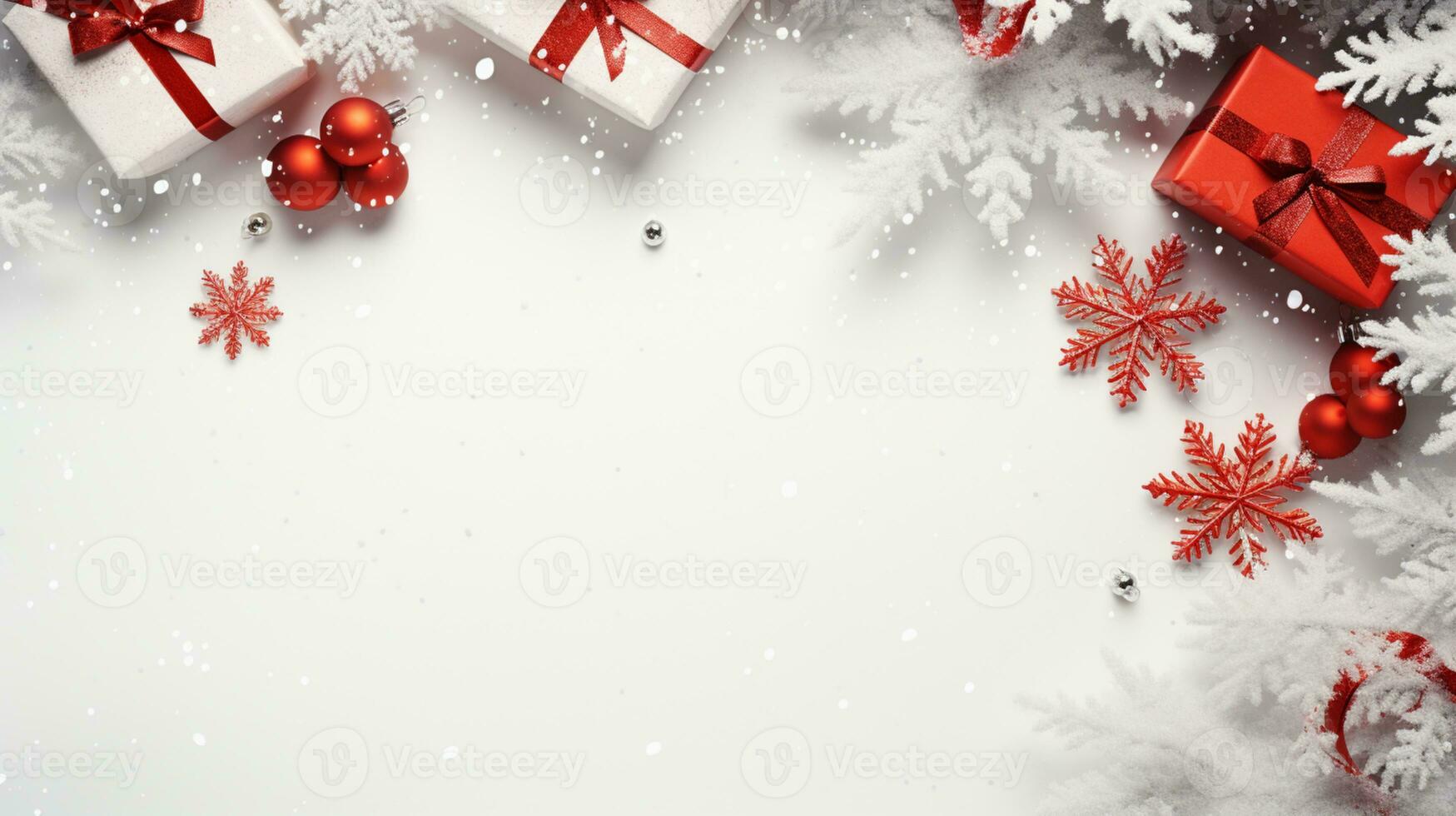 hermosa composición con Navidad adornos en un blanco antecedentes ai generativo foto