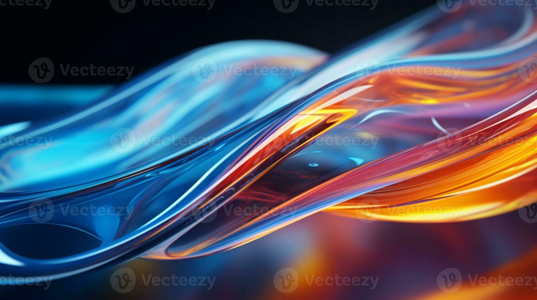 3d abstract iridescent wavy background. vibrant liquid reflection surface. neon holographic fluid distortion AI Generative photo