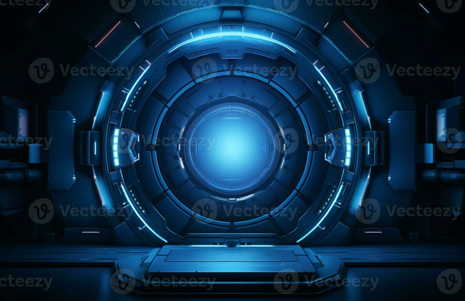 Cool futuristic flare with lit blue circles Science fiction background ai generative photo