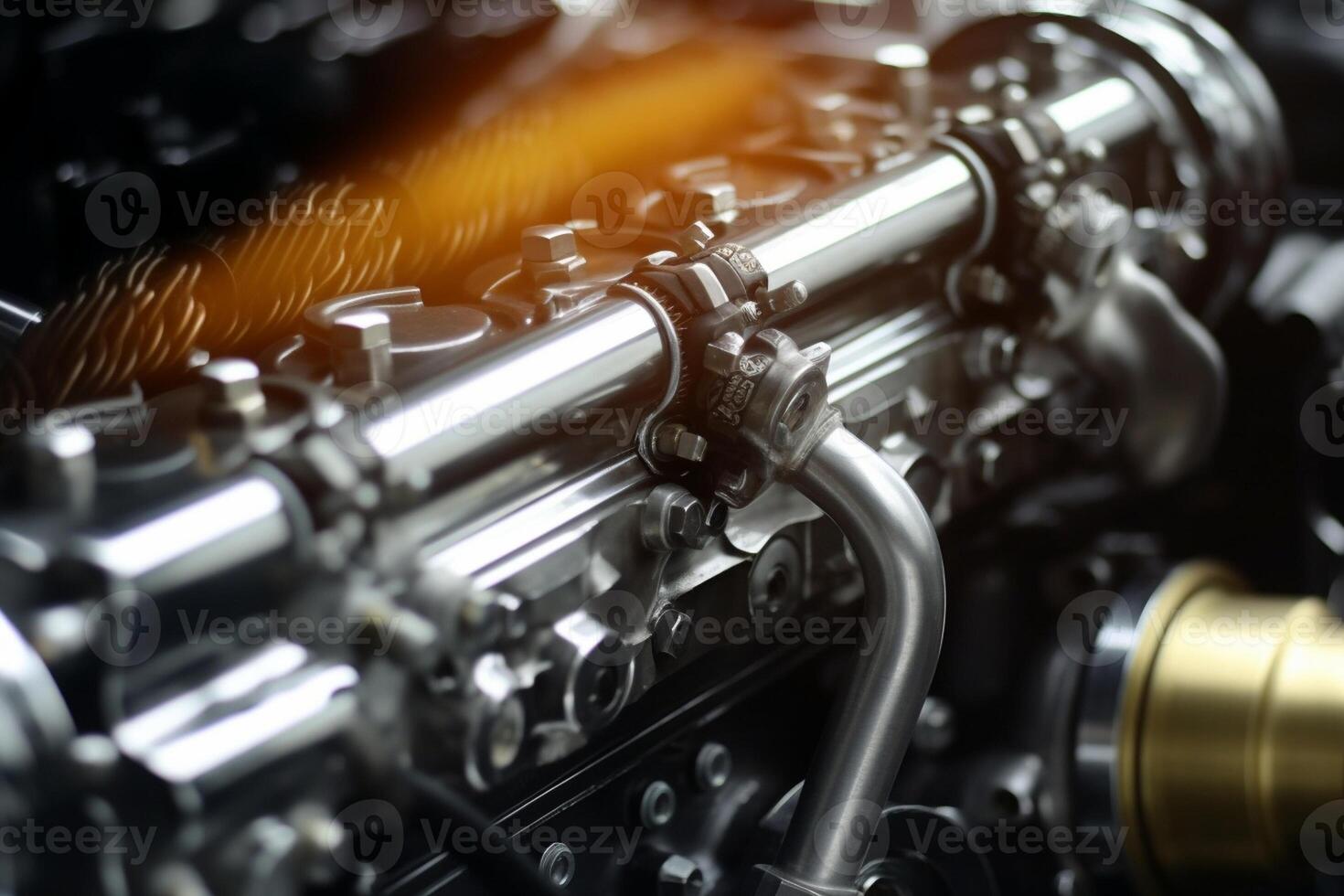 Camshaft close up Four valve per cylinder system, Generative AI
