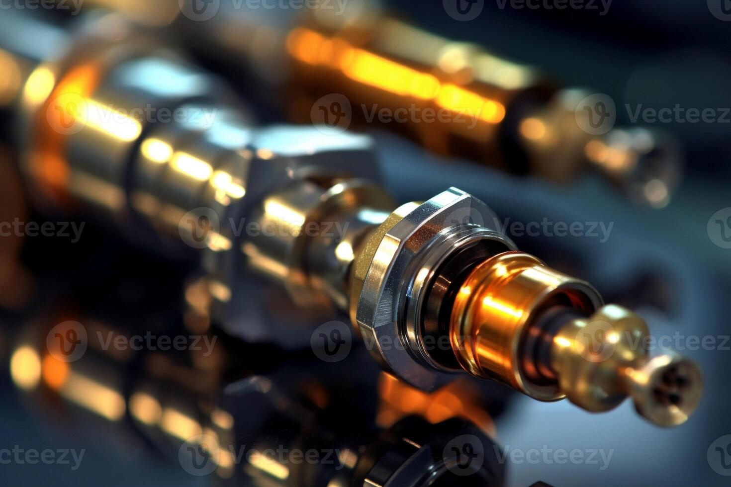 Camshaft close up Four valve per cylinder system, Generative AI
