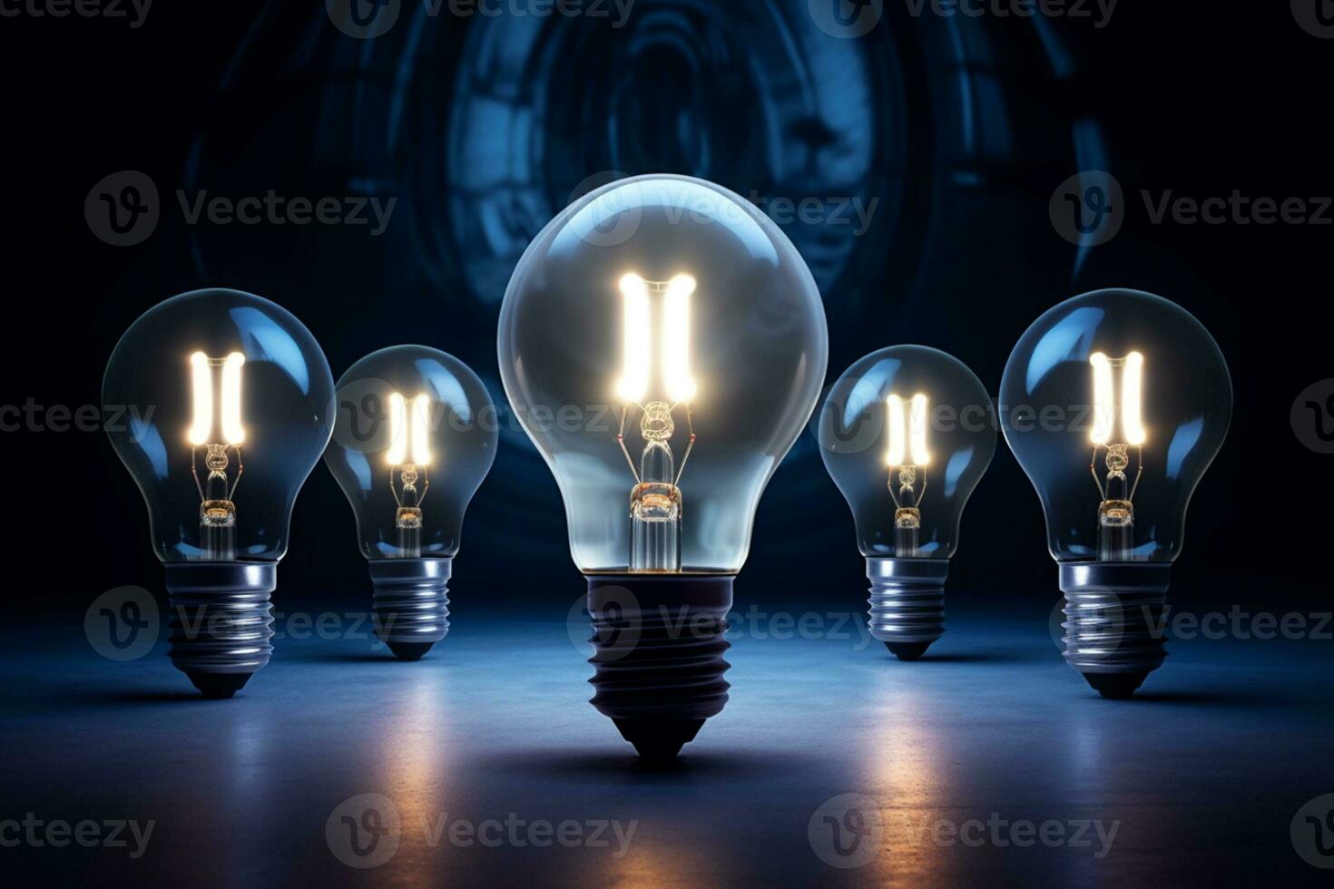 3d Yellow Lightbulbs Set , idea concept ai generative photo
