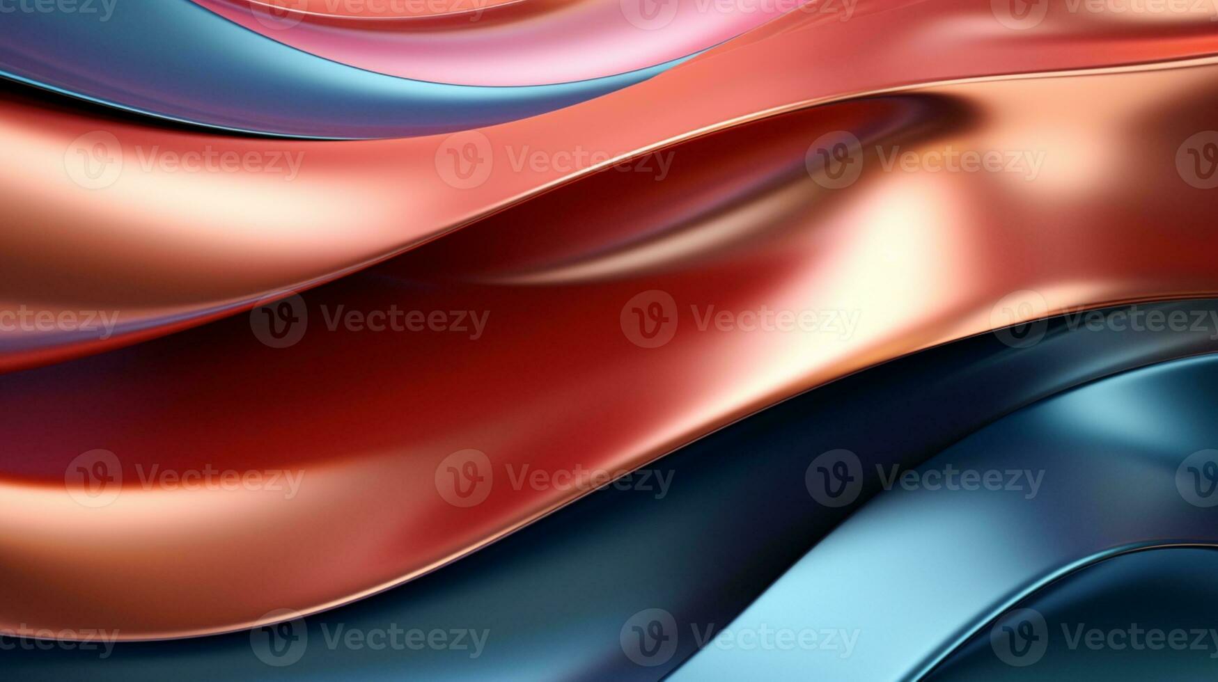 3d abstract iridescent metallic wavy background. vibrant liquid reflection surface. neon holographic fluid distortion AI Generative photo