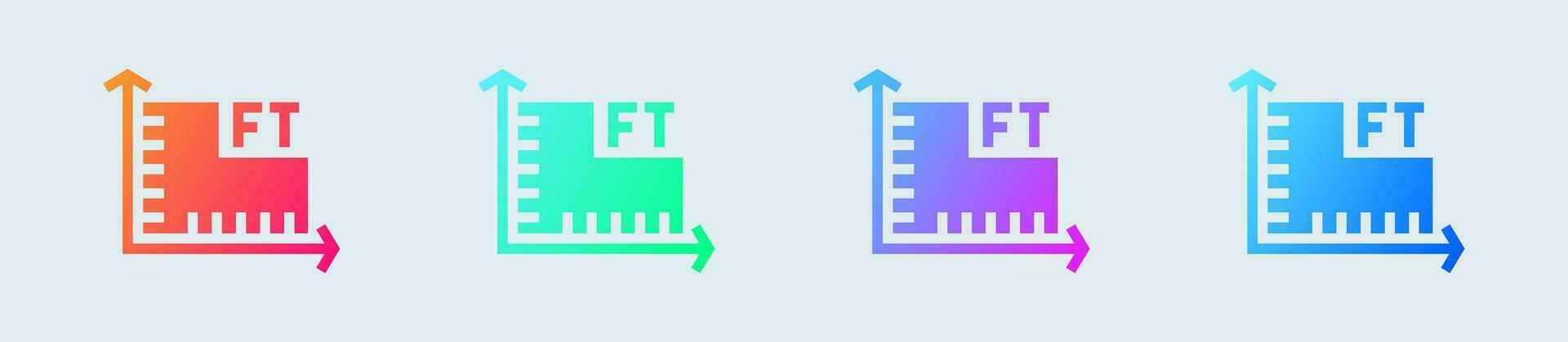 Size solid icon in gradient colors. Ruler signs vector illustration.