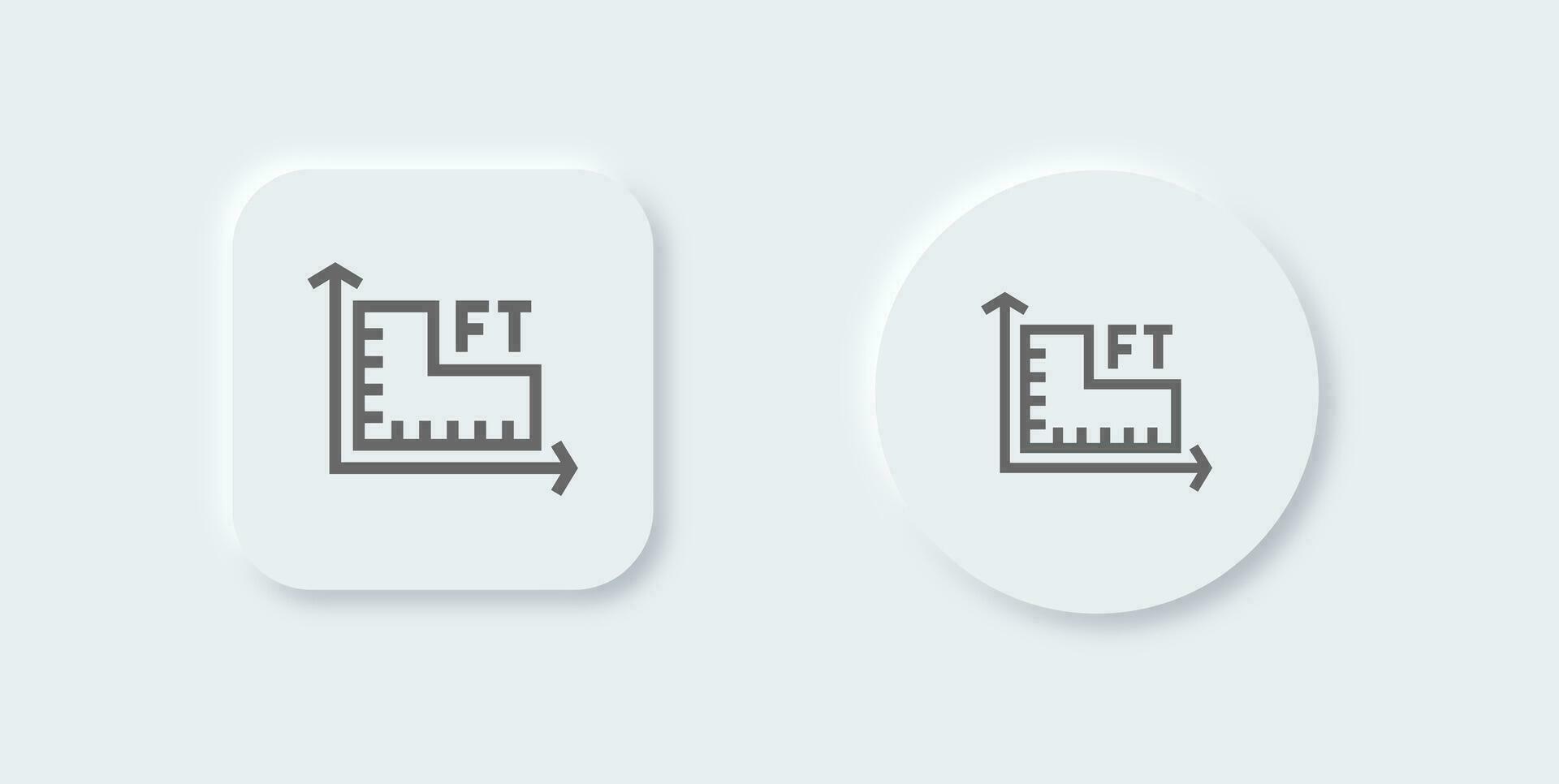 Size line icon in neomorphic design style. Ruler signs vector illustration.