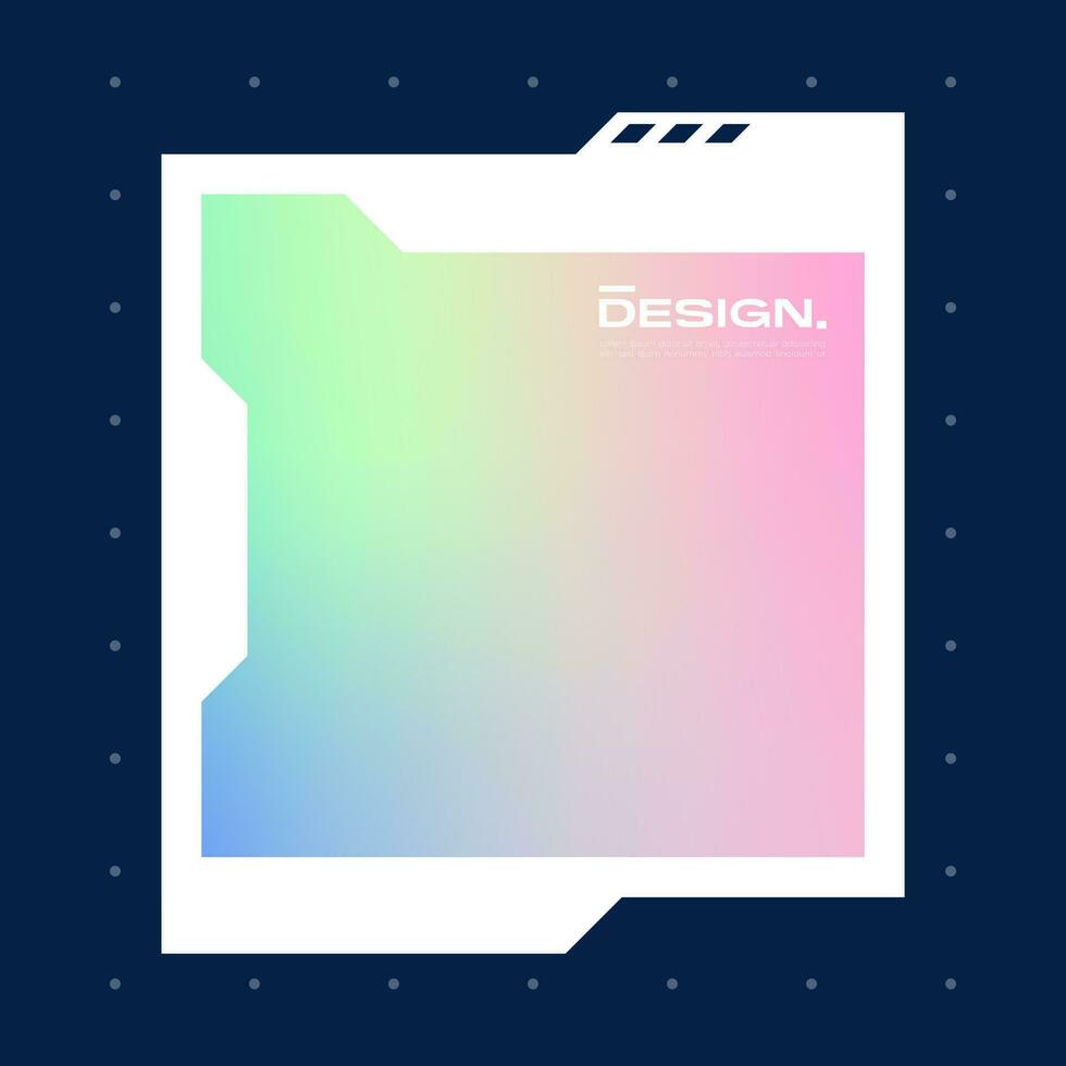 Futuristic square gradient background. Social media frame vector illustration.