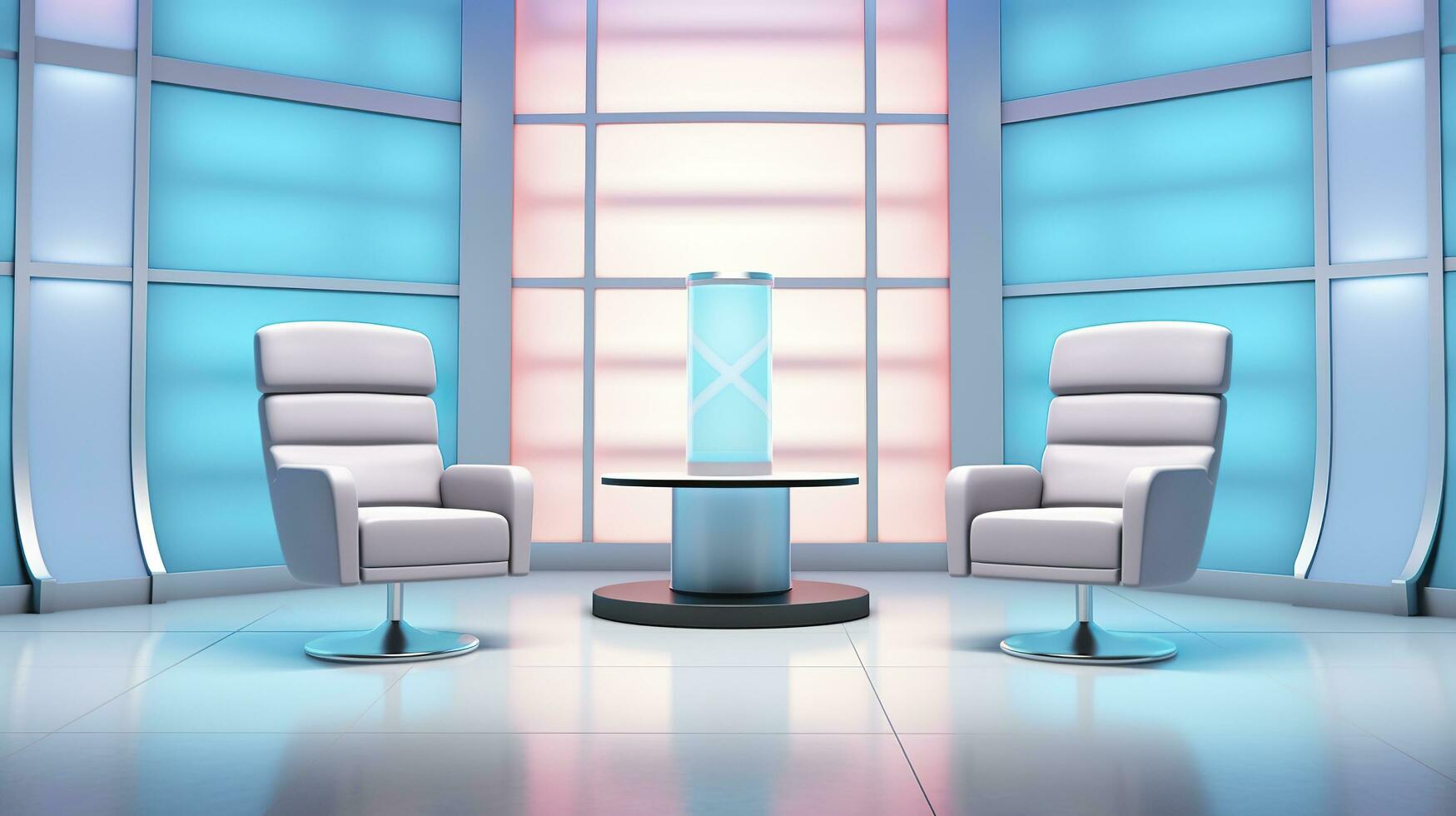 The Future of Game Shows. A Simple, Modern Setting with Two Chairs and a Whole Lot of Fun. AI Generative photo