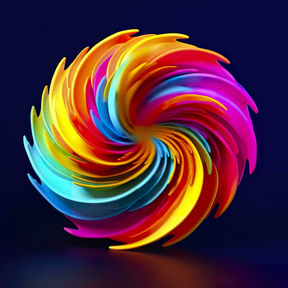 Abstract Rainbow Spiral. Soft and Rounded Forms Rendered in Tangled Perfection. AI Generative photo