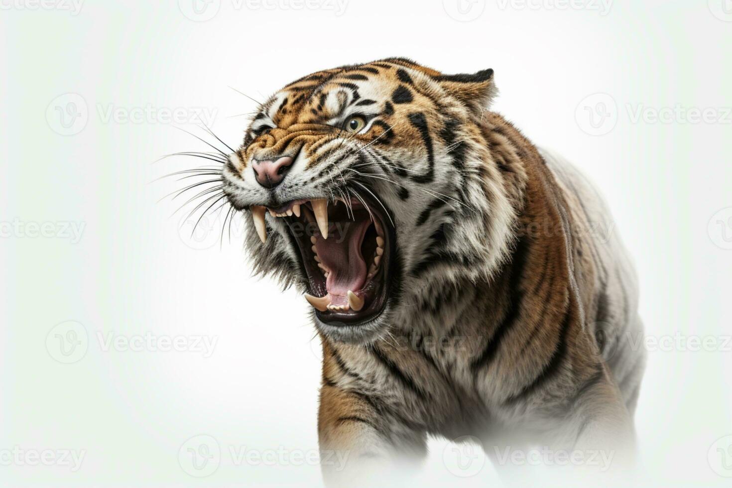 Tiger on isolated White background ai generative photo