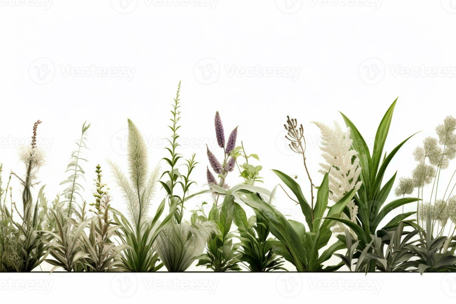 Plants and grass on isolated White background ai generative photo