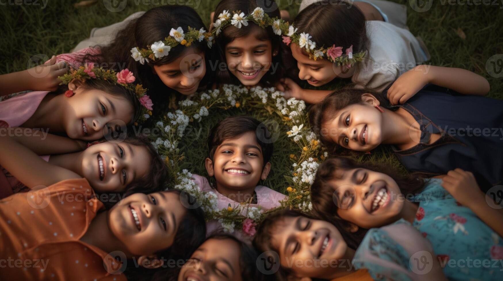 Children playing together in the park photo