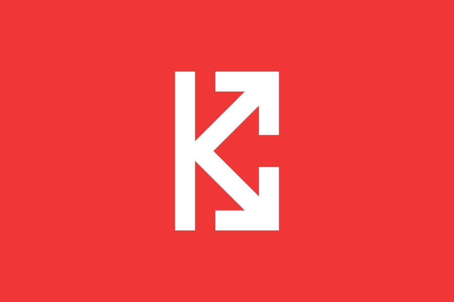 Letter K arrow or k expand arrow trendy vector logo design