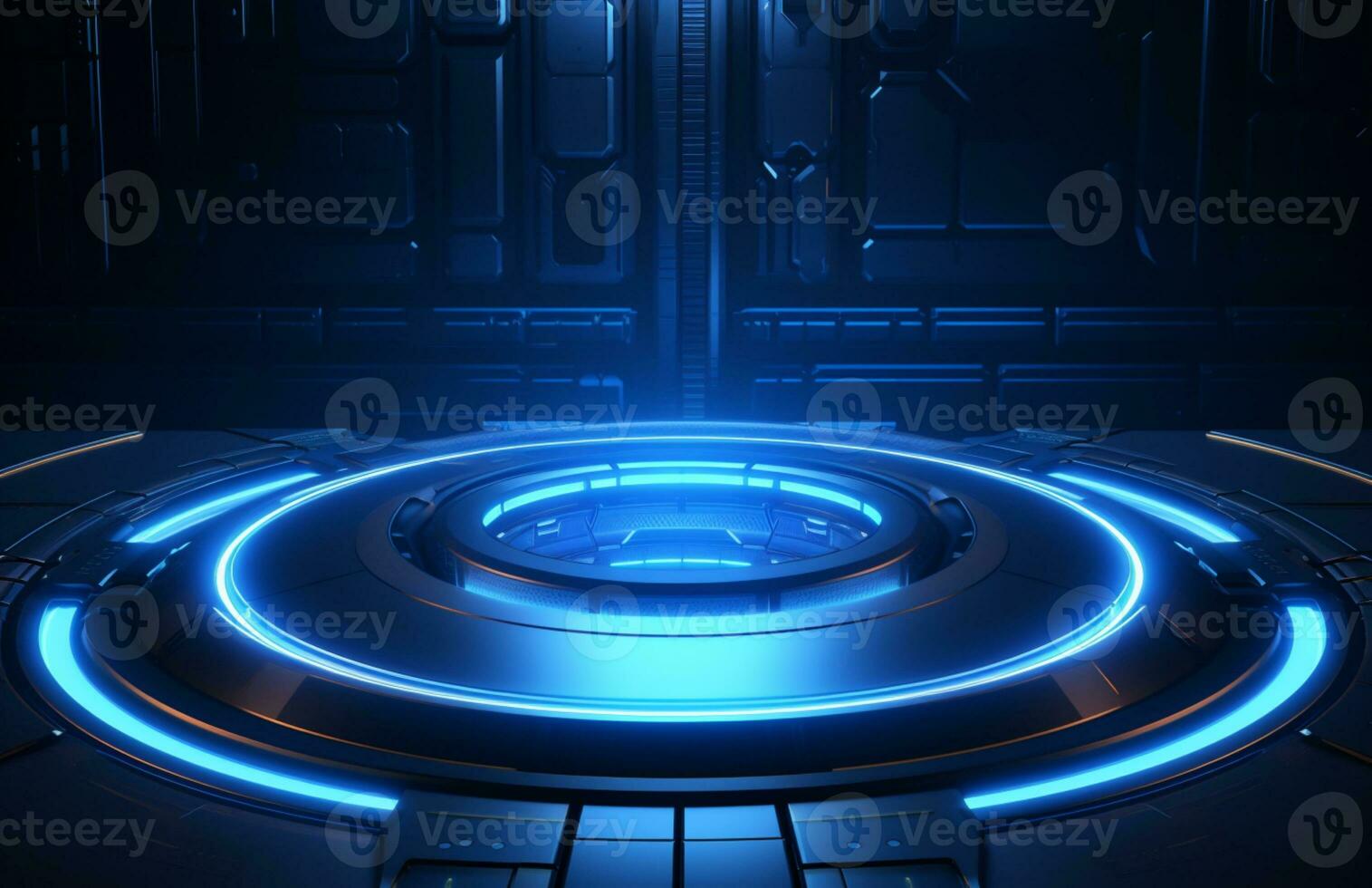 Cool futuristic flare with lit blue circles Science fiction background ai generative photo