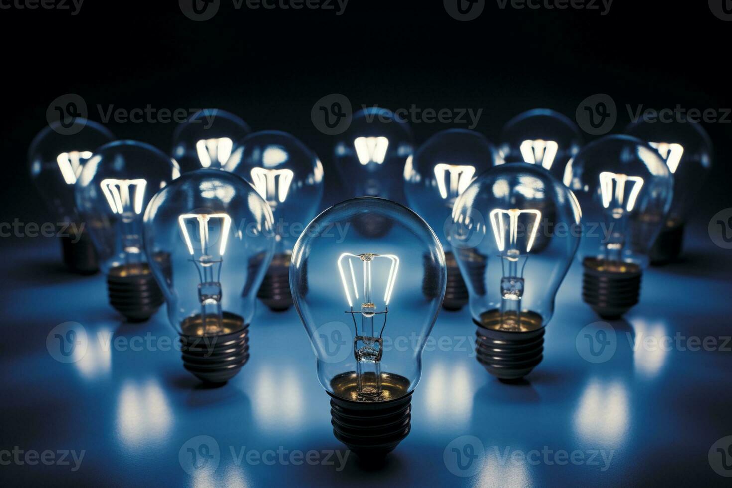 3d Yellow Lightbulbs Set , idea concept ai generative photo