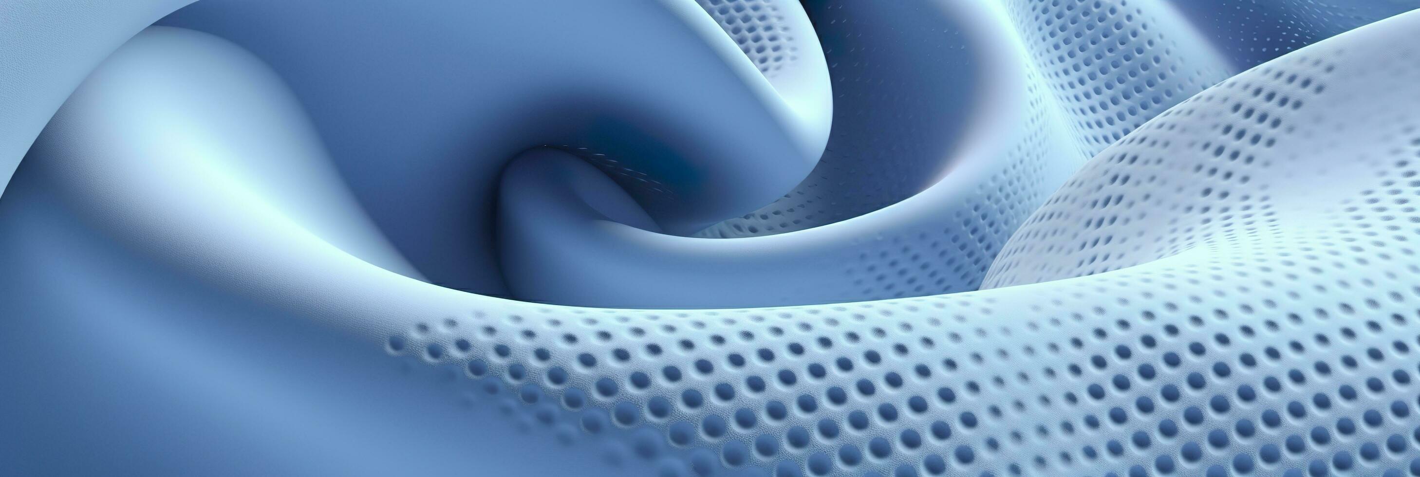 Breathable fabric dry light blue soft mesh holes floating light blue background. Generative AI photo