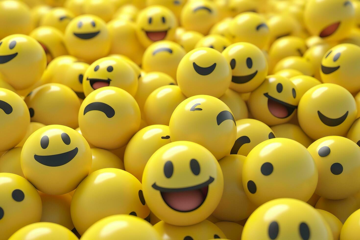 Happy and laughing emoticons 3d rendering background, social media and communications concept. AI Generative photo