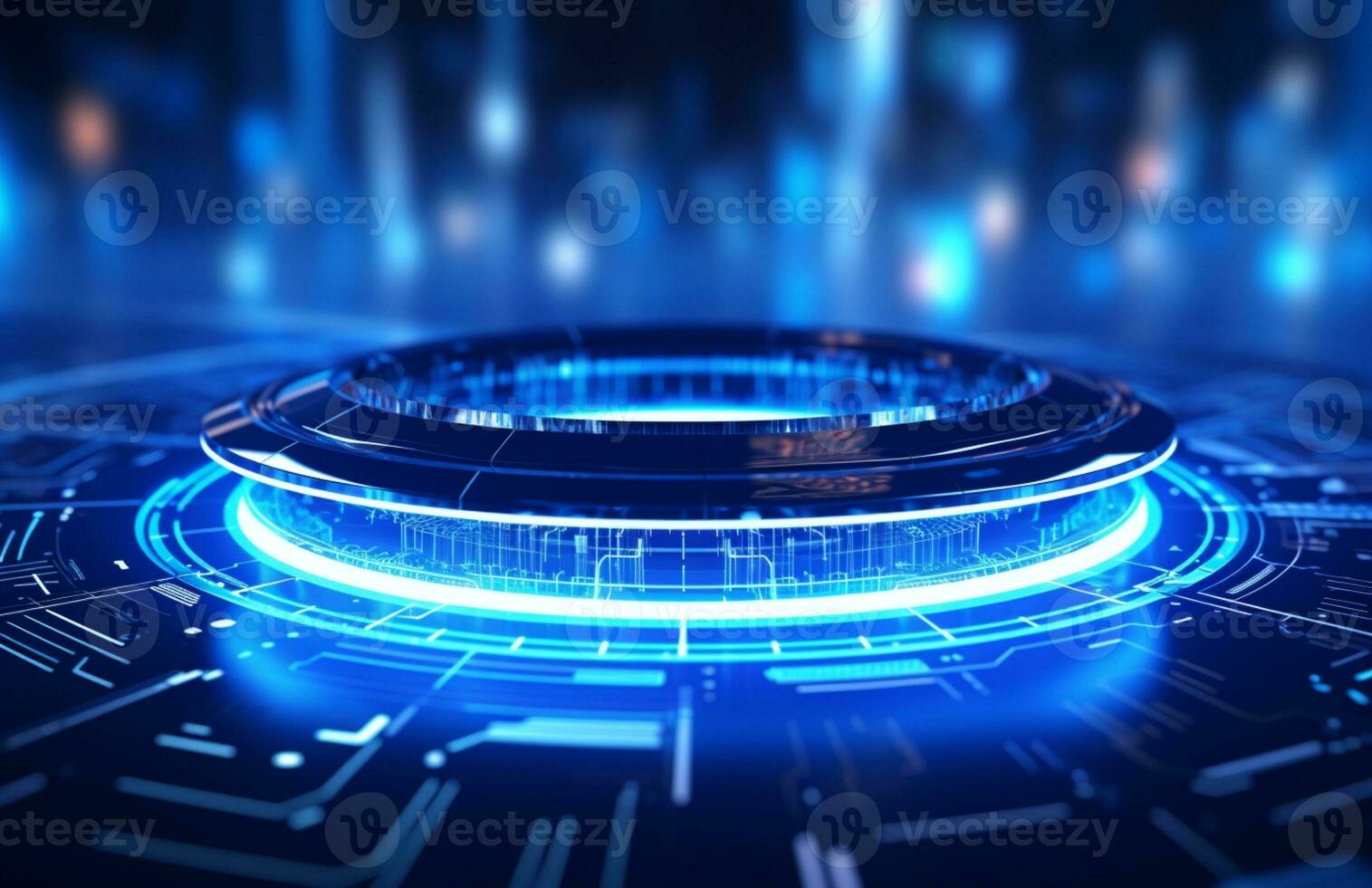 Cool futuristic flare with lit blue circles Science fiction background ai generative photo