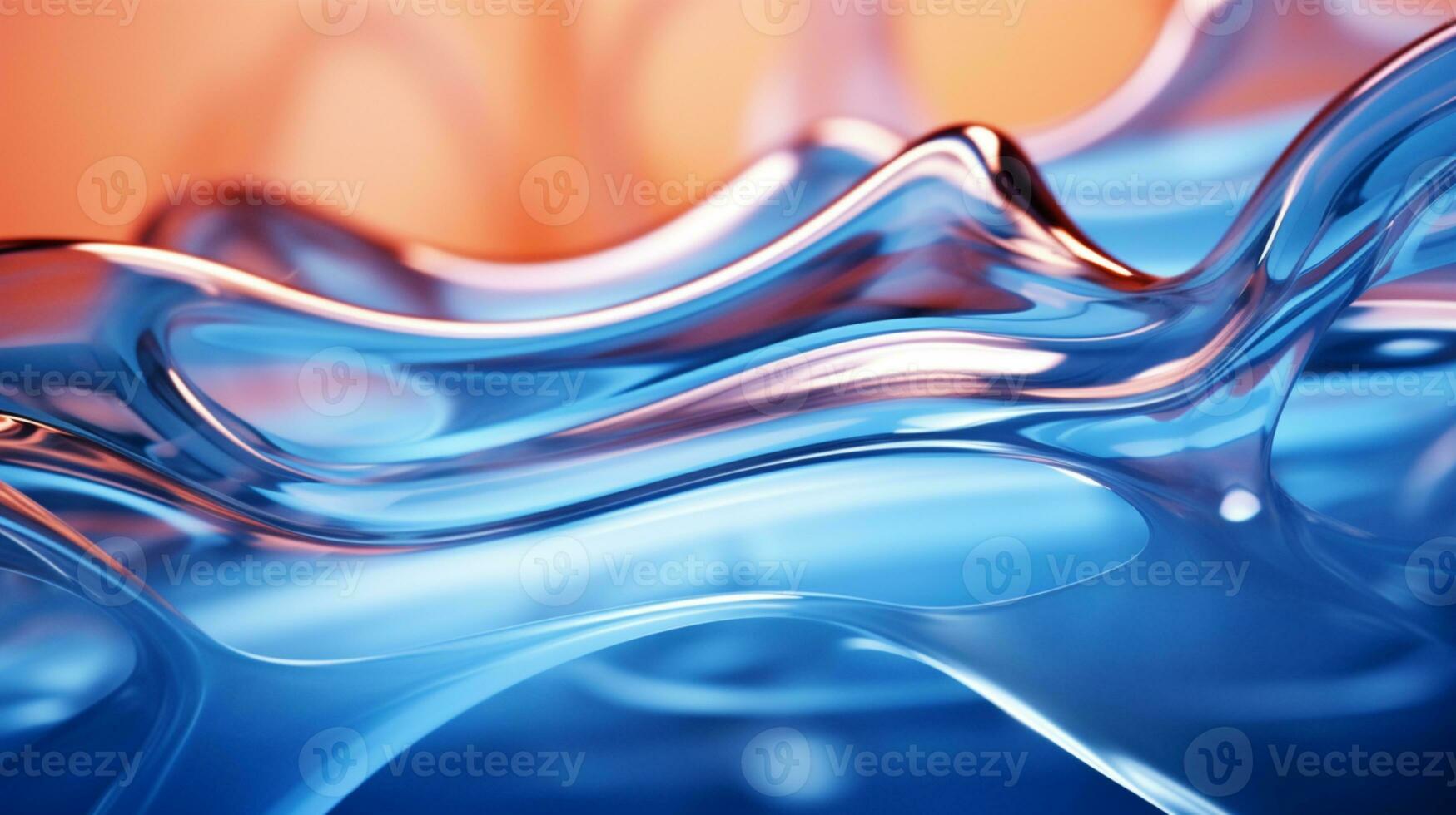 3d abstract iridescent wavy background. vibrant liquid reflection surface. neon holographic fluid distortion AI Generative photo